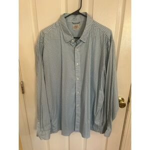Faherty Light‎ Green Check Button Up Long Sleeve Cotton Blend Size XXL